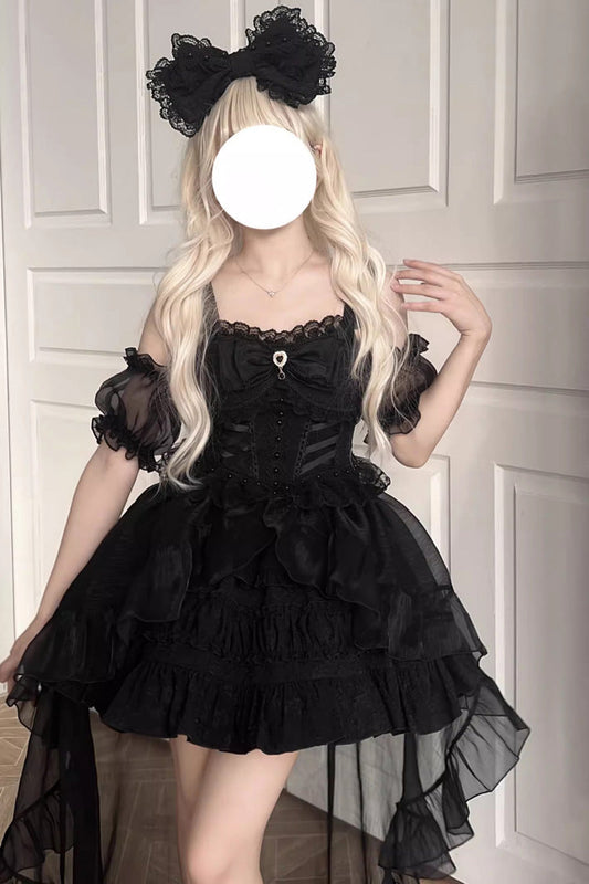 Ruffle Bowknot Gothic Lolita JSK Dress