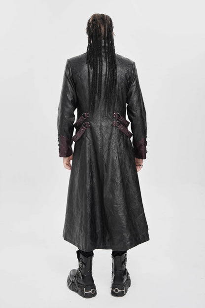 Stand Collar Zipper Straps Eyelet Punk Coat