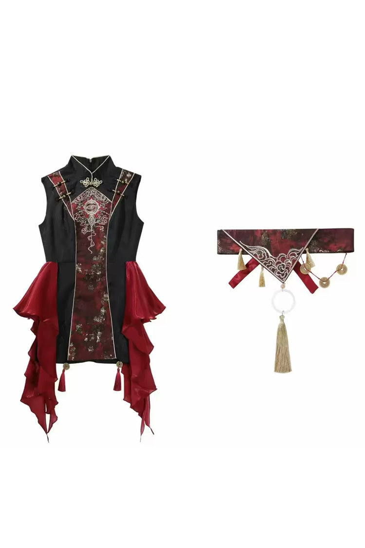 Demon Hunter Chinese Ouji Hanfu Set with Stand Collar - Noir
