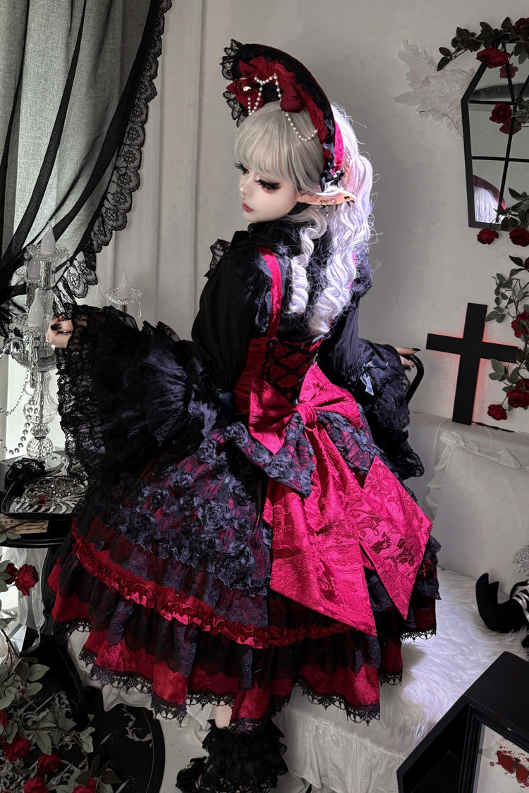 Rose Princess Ballet Lolita JSK with Bow and Lace - Noir