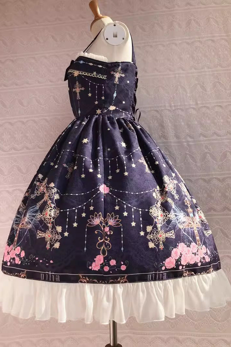 Peacock Cross Print Ruffle Cardigan Jsk Dress - Sweet Lolita