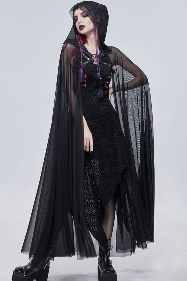 Womens Hooded Cape with Chest Straps and Star Details