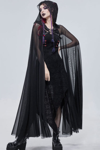 Womens Hooded Cape with Chest Straps and Star Details