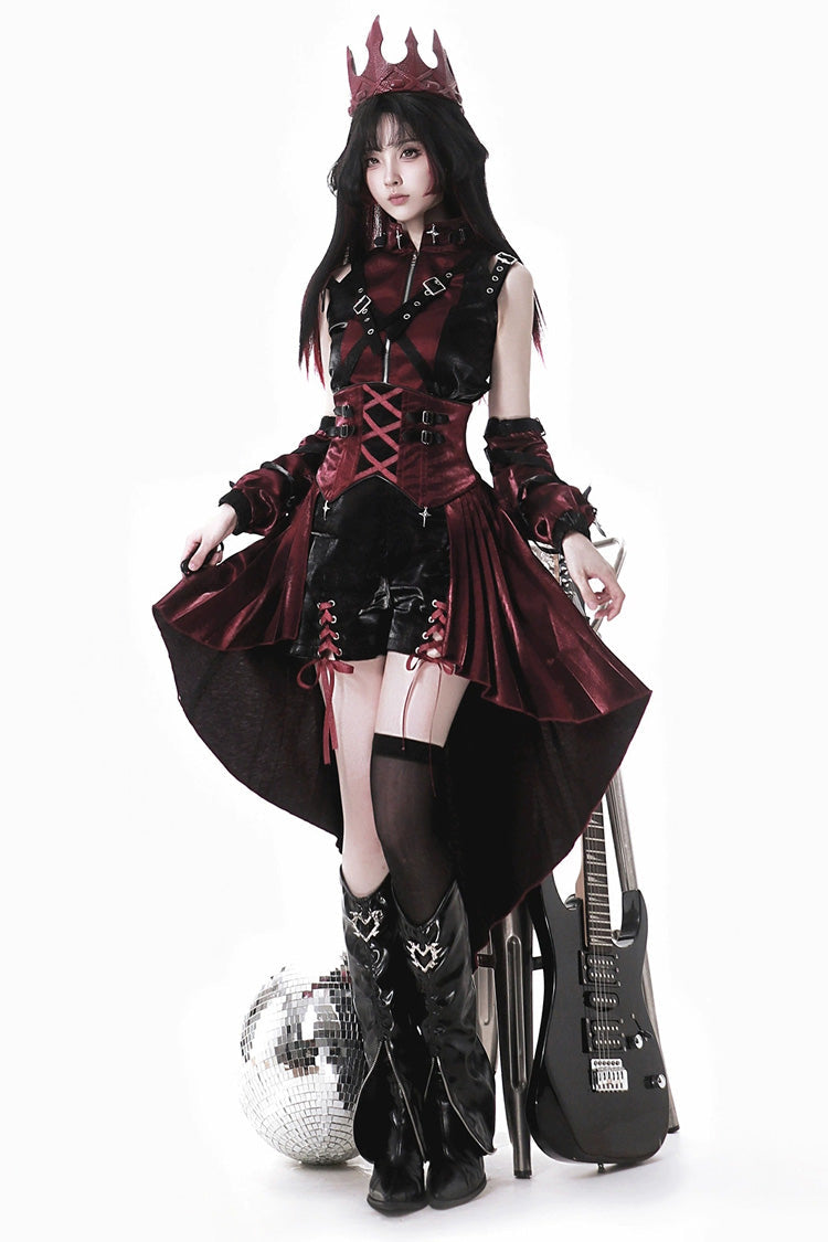 Chief Assassin Lace-Up Gothic Ouji Lolita Set - Noir