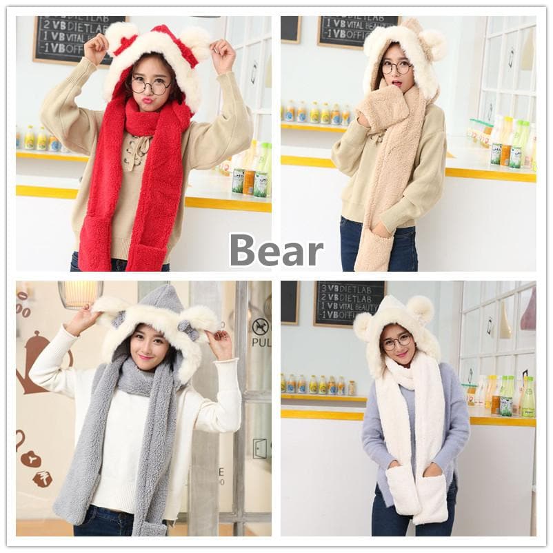 SpreePicky Kawaii Bunny/Bear Ears Scarf Hat SP1710929