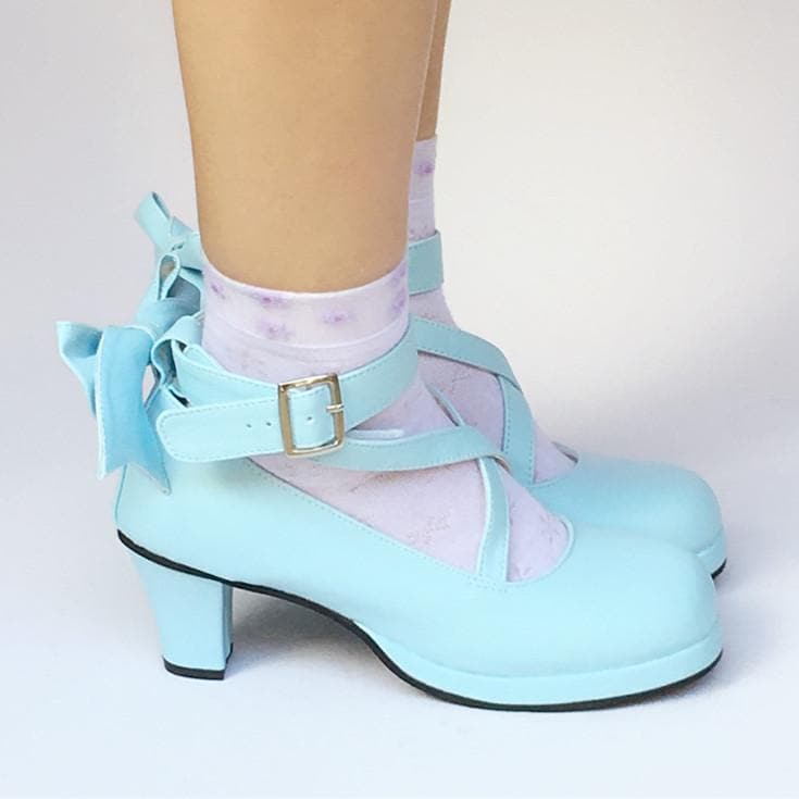 SP168138 Shoes Blue Bow Made Lolita Custom Baby