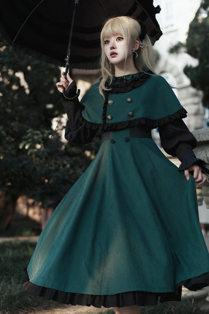 Emerald Potions School Long Sleeves Ruffle Bowknot Sweet Elegant Lolita Two-Piece