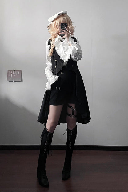 Sleeveless Ruffle Gothic Prince Long Vest