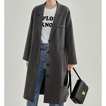 Dress Blazer Chic Lapel Pocket Embroidered Long