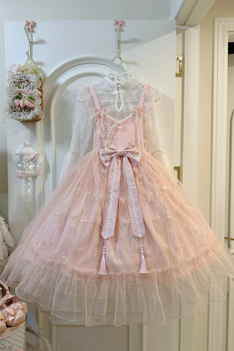 Sweet Sleeveless Ruffle Embroidery Bow Lace Chinese Style JSK Dress