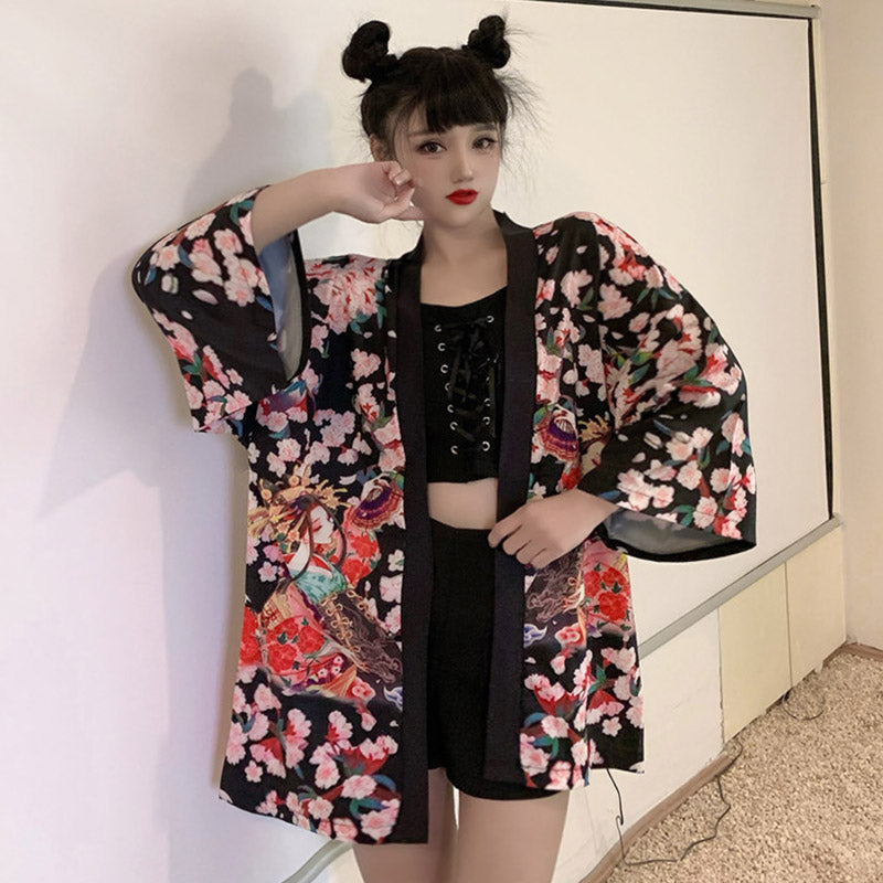 Vêtements d'extérieur kimono vintage pour fille animée