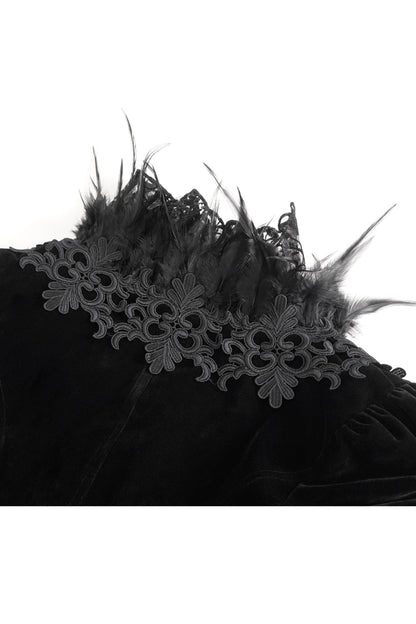 Women's Gothic Jacket with Embroidery and Trumpet Sleeves