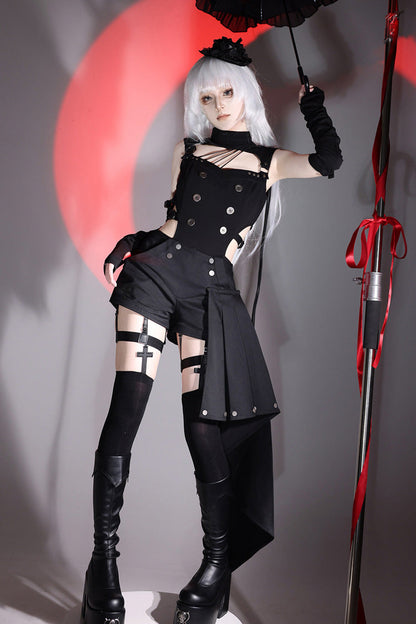 Phantom Thief Cut-Out Gothic Ouji Shorts Set