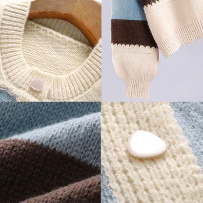 Cardigan Skirt Sweater Shirt Colorblock Stripe Denim