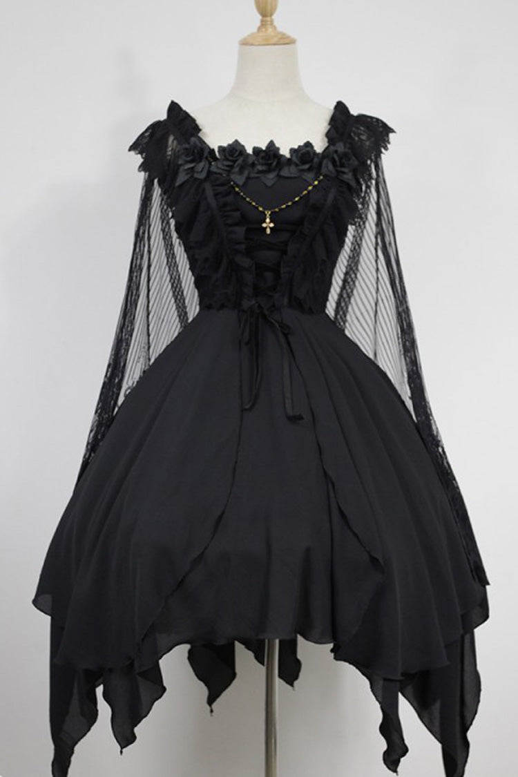 Gothic Lolita Ballet of the Dead Double-Layered Embroidery Lace-Up JSK Dress