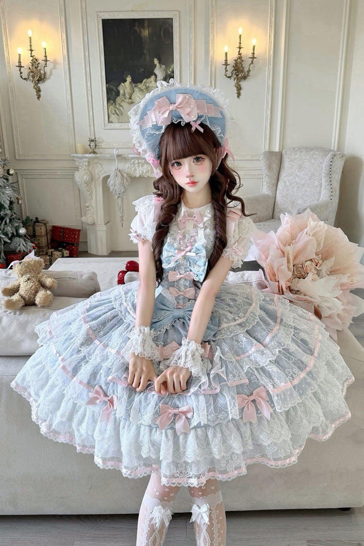 Ruffle-Bow Lace JSK with Layered Details