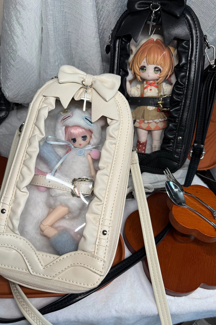 Gothic Ita Bag with Cross Bow and Gathered Trim Window Doll Design
