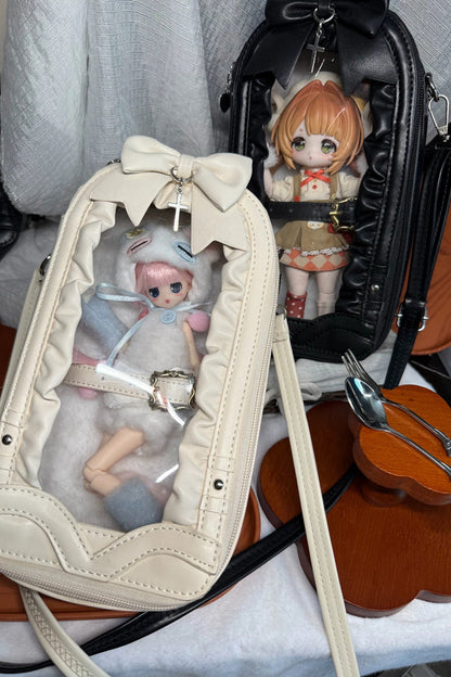 Gothic Ita Bag with Cross Bow and Gathered Trim Window Doll Design