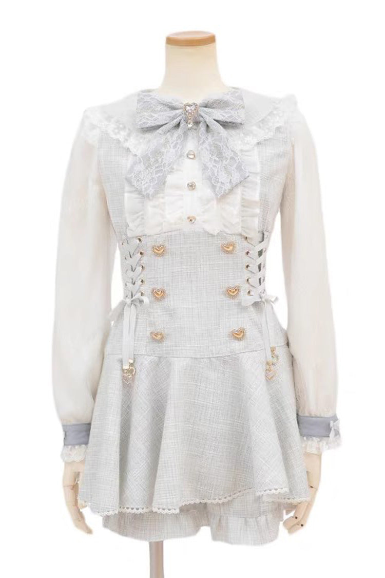 Lace Sweet Dress Blouse Shorts Set Two Colors