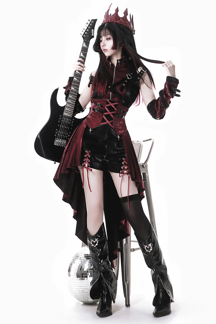 Chief Assassin Lace-Up Gothic Ouji Lolita Set - Noir
