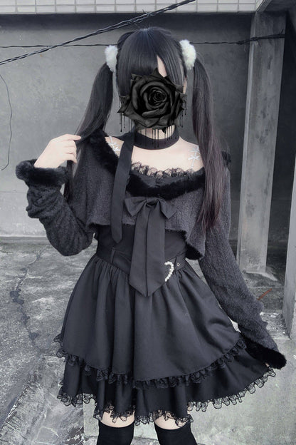 Stardust Oath Printed Ruffled Lace Dress Set Two Colors