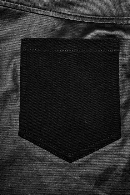 Punk Men's Trousers with Faux Leather Stitching and Zipper