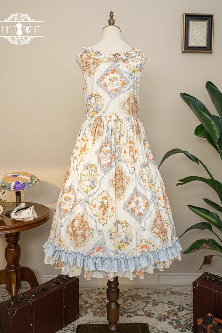 Cat Rose Tea Sleeveless Jumper Dress with Ruffle