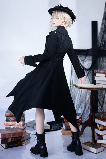 Ouji Gothic Vintage Handsome Cool Lolita Vest Black Asymmetric
