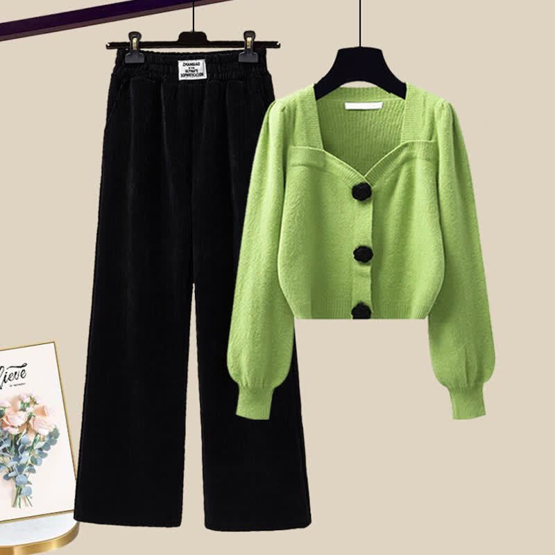 Sqaure Pants Plush Sweater Collar Casual Elegant Knit