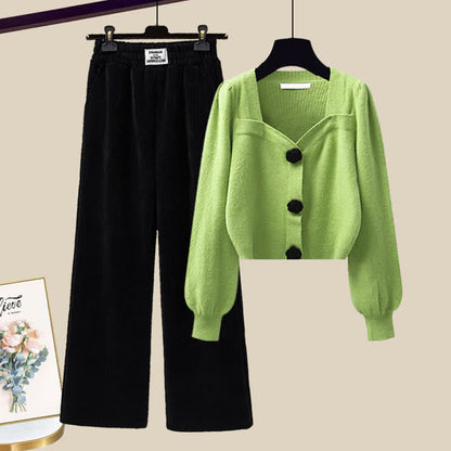 Sqaure Pants Plush Sweater Collar Casual Elegant Knit