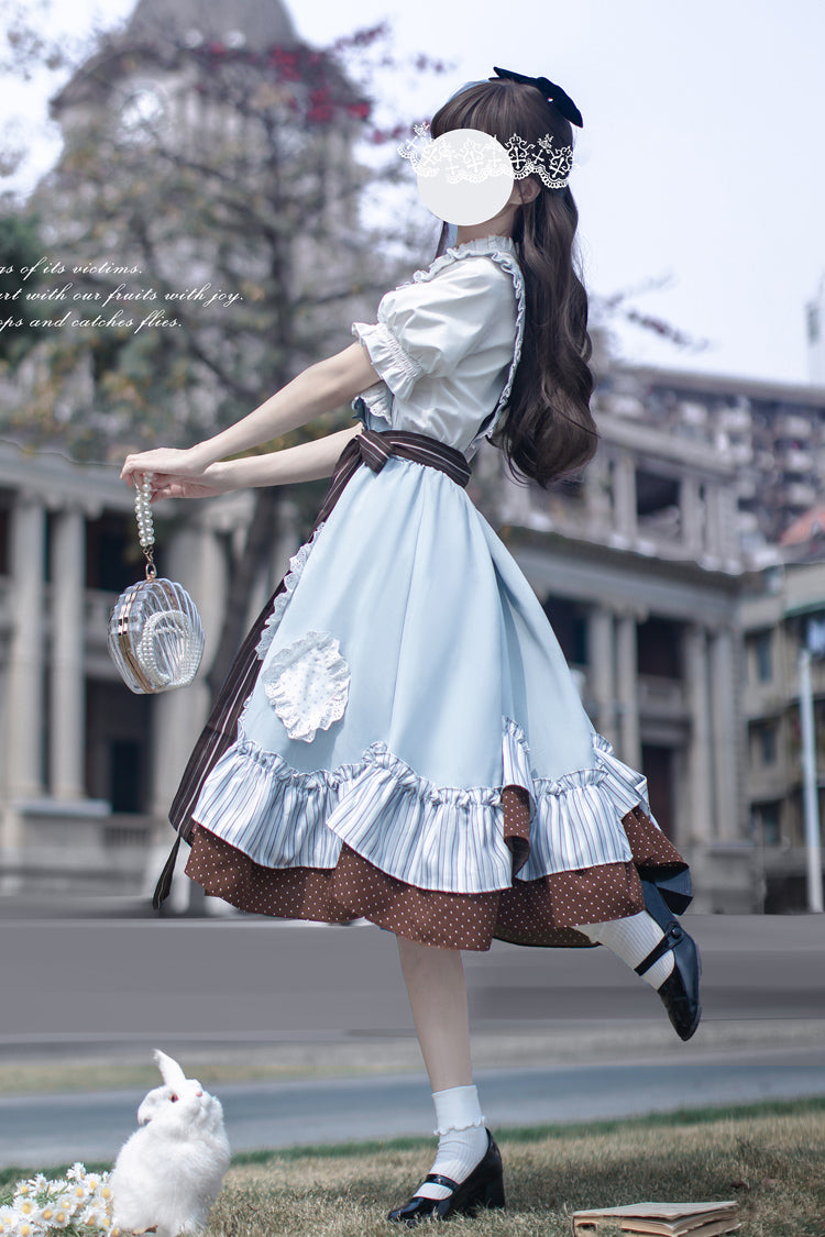 Sleeveless Printed Ruffled Bow Alice College Elegant Lolita Jumper