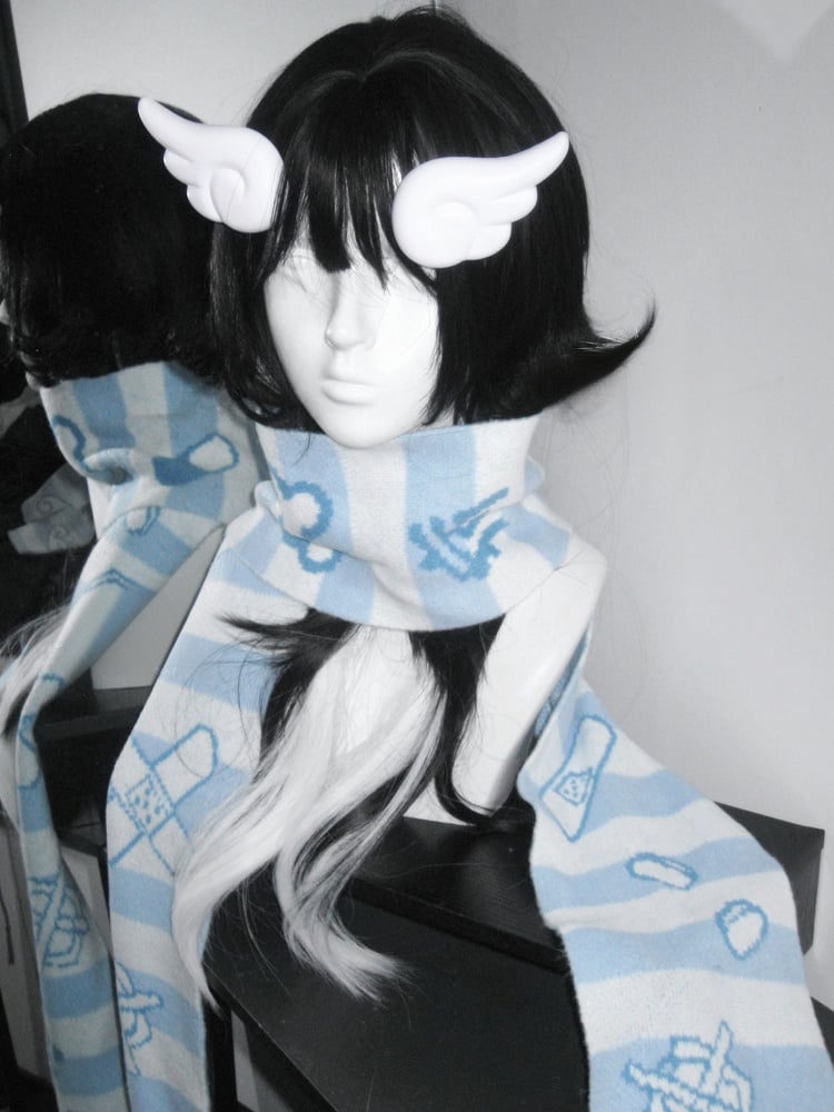 Band-Aid Blue and White Yami Kawaii Striped Scarf