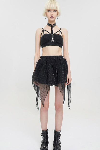 Dark Halter Neck Cutout Sling Vest with Metal Ring