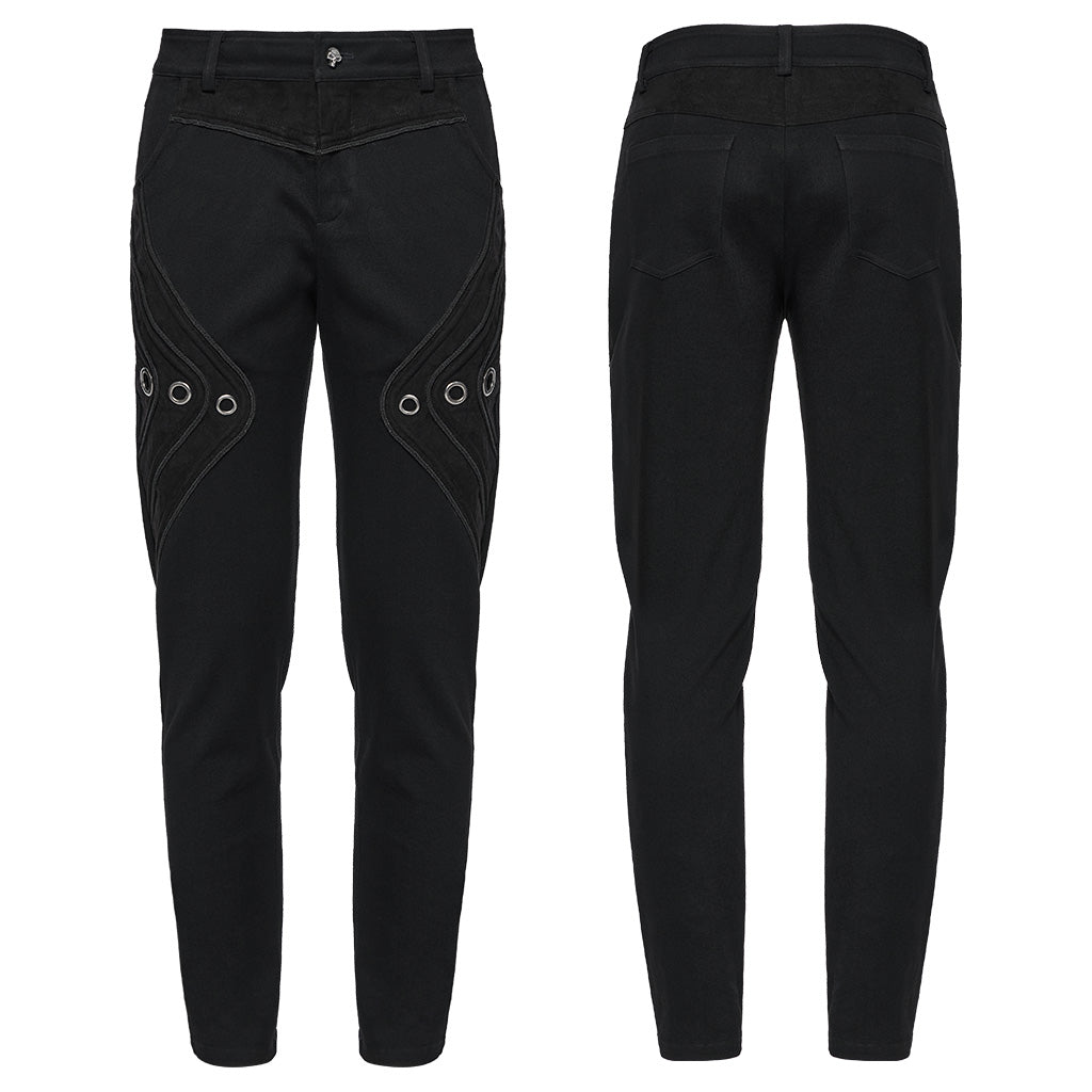 Gothic Skull-Print Trousers with Ring Details