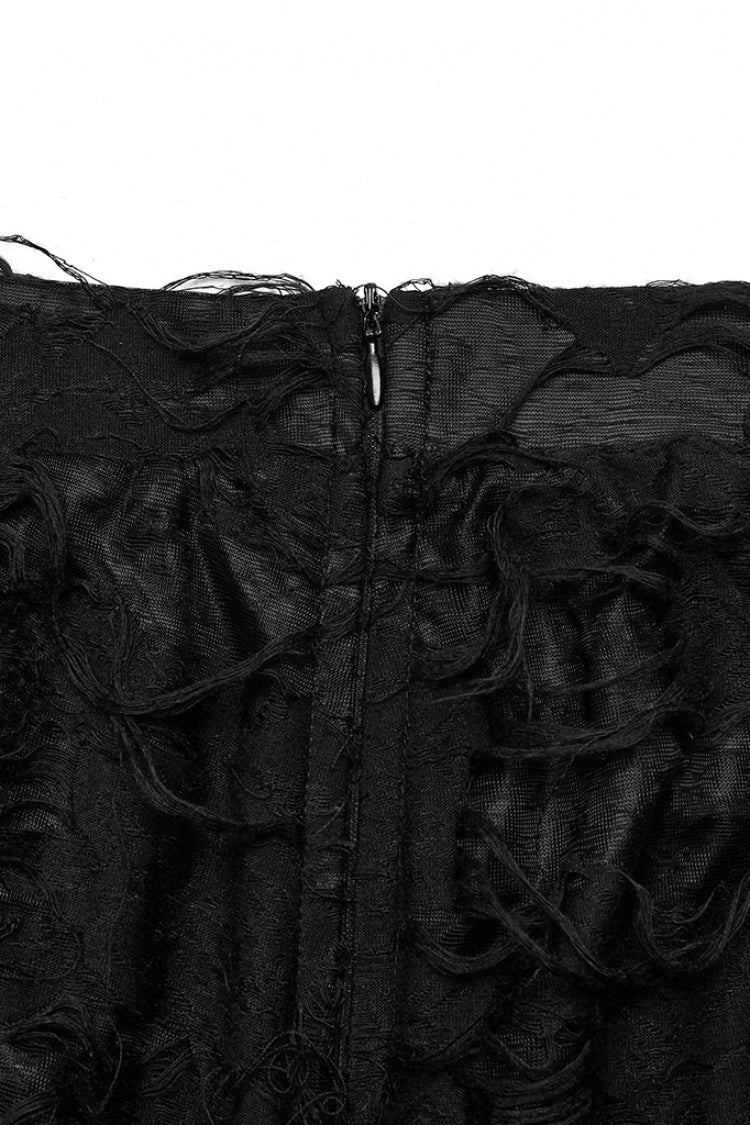 Ripped Gothic Skirt with Lace Accents
