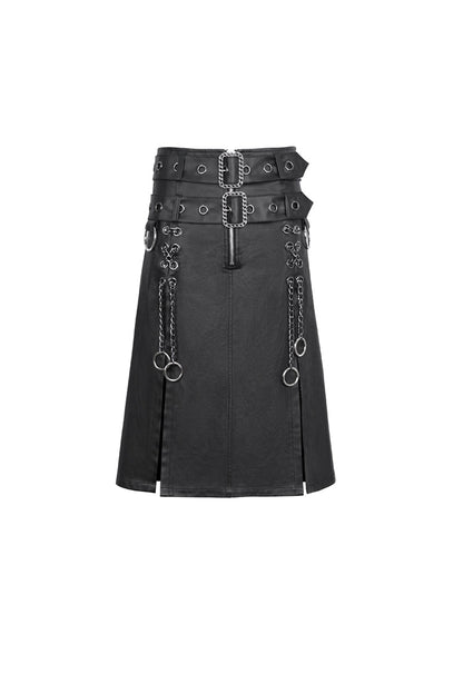 Gothic Skirt with Double Belt and Side Slit