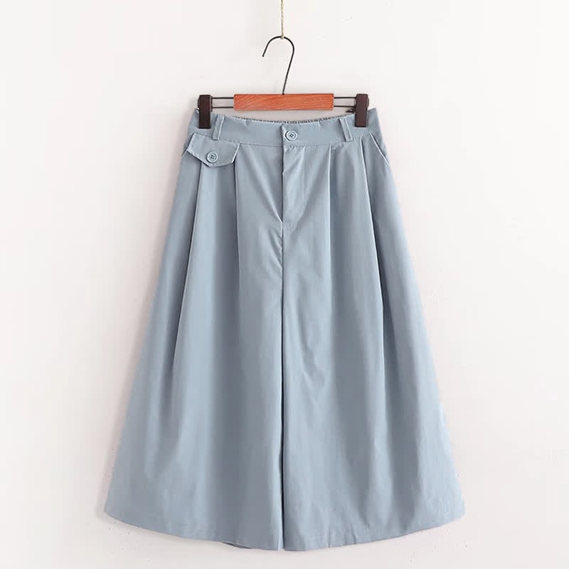 Pieces Casual Printed T-Shirt Set Collar Leg Pants Wide Chic Two Round