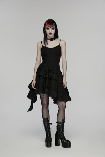 Embroidered Floral Asymmetric Gothic Jsk Dress