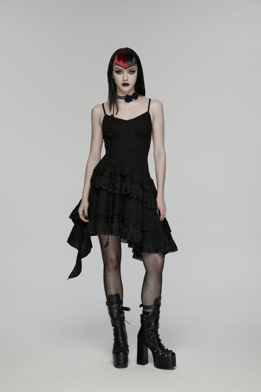 Embroidered Floral Asymmetric Gothic Jsk Dress