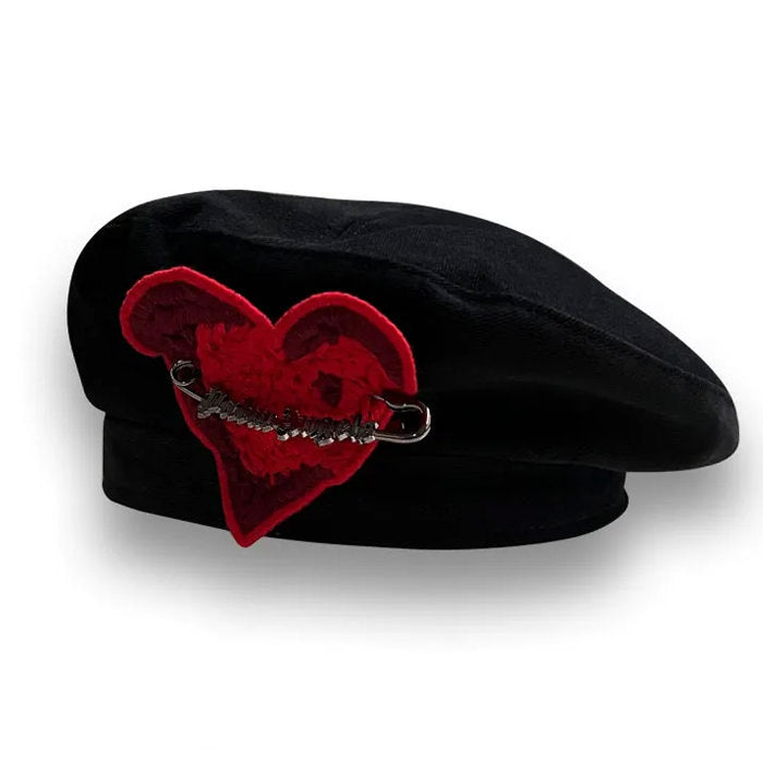 Elegant Black Heart Beret SP19566