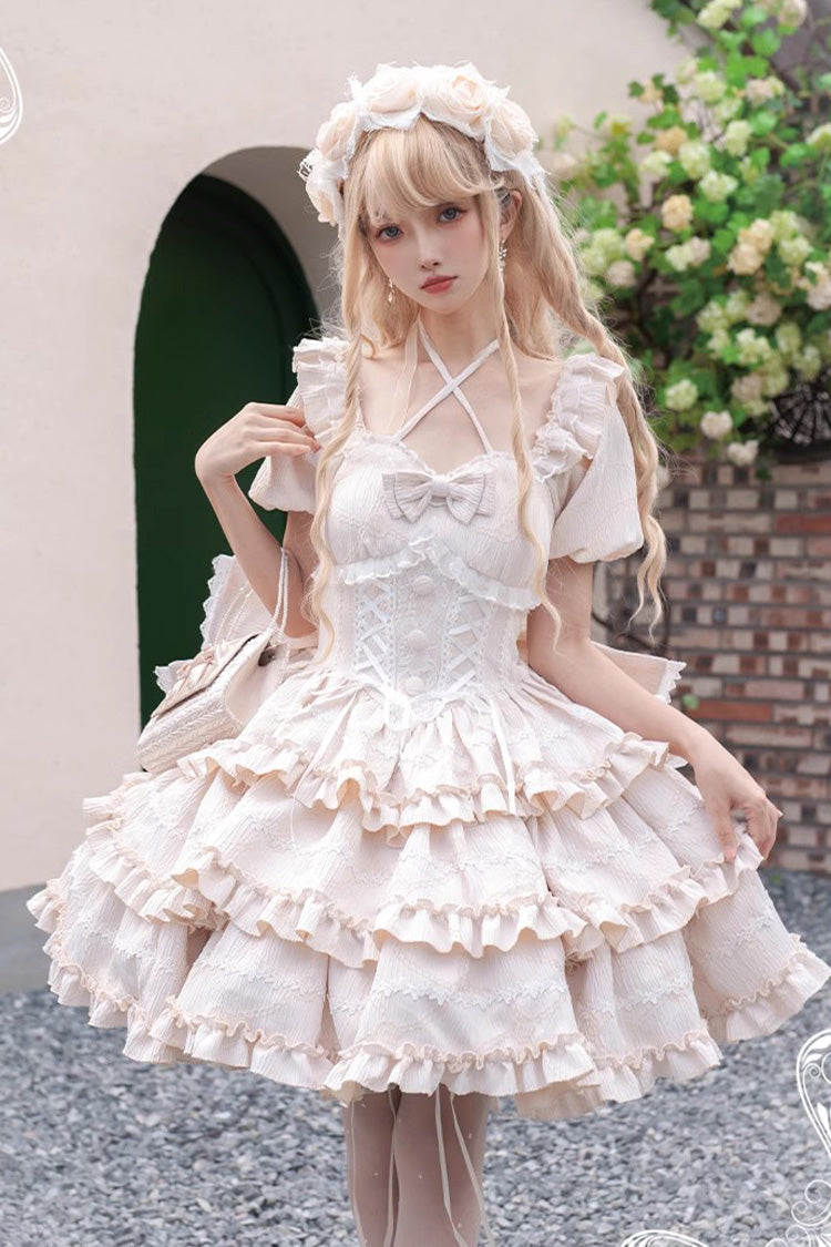 Sweet Lolita Dress with Triple Ruffle Bow