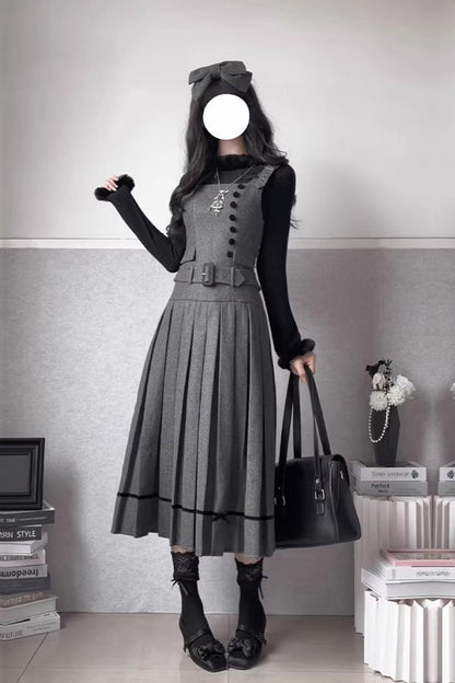 Ruffled Daily Elegant Classic Jumper Dress - Grey Letters & Poems Grace