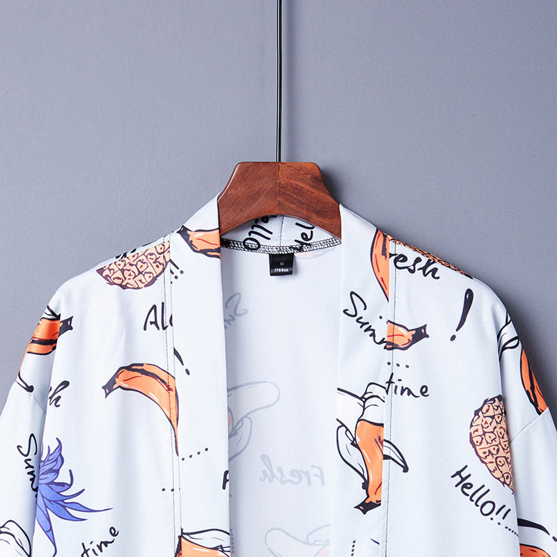 Kimono-Oberbekleidung mit Vintage-Früchte-Print