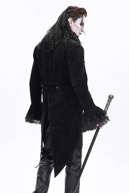 Men's Gothic Jacket with Swallow-tailed Hem and Lace