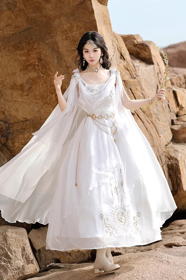 Chain Decorated Sweet Elegant Lolita Dress - White Aurelia of the Holy Light