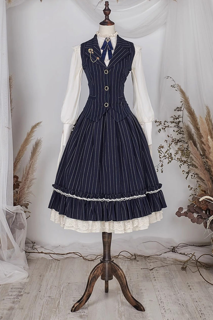 Layered Striped Ruffle Sweet College Elegant Lolita Skirt