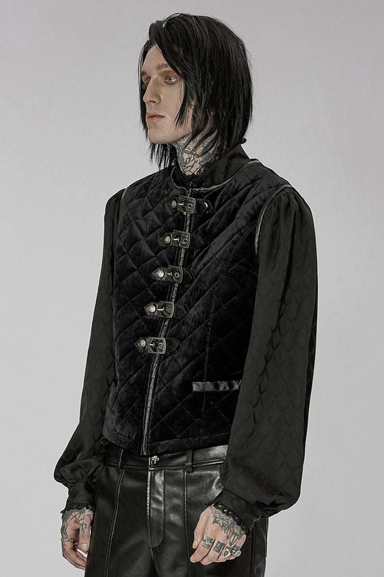 Inter-Cotton Sleeveless Buckle Black Gothic Vest Men's