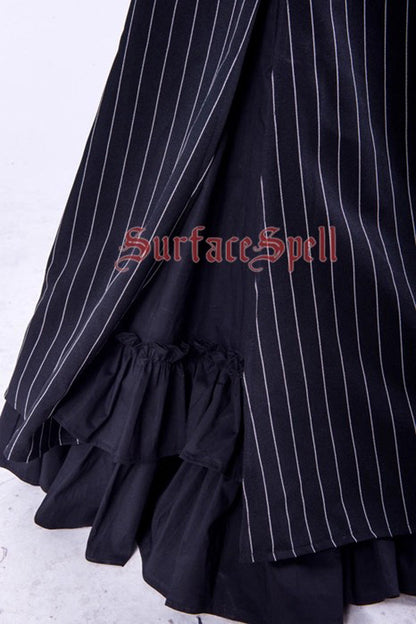 Lorelei Double-Layered Striped Print Ruffle Gothic Elegant Lolita Mermaid Maxi Skirt