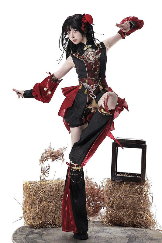Demon Hunter Chinese Ouji Hanfu Set with Stand Collar - Noir