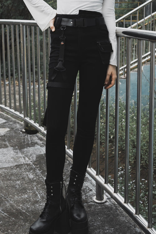 Womens Skinny Denim Jeans with Detachable Loops
